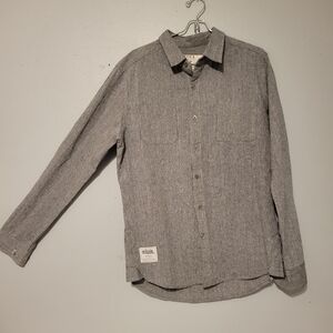 SITKA -  Charcoal Striped Casual Button Down Shirt with collar.